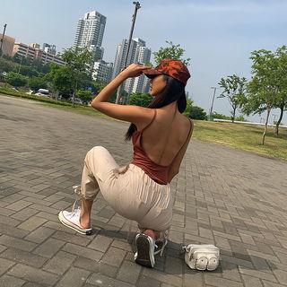 Spaghetti-strap Cutout-back Top