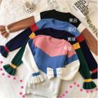 Color Block Bell Sleeve Knit Top