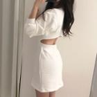 Open Back Long-sleeve Mini A-line Dress