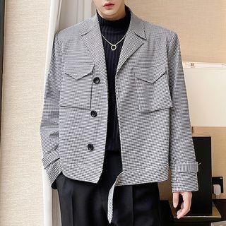 Check Hidden-button Jacket