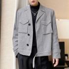 Check Hidden-button Jacket