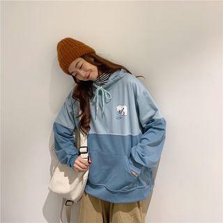 Two Tone Drawstring Printed Hoodie
