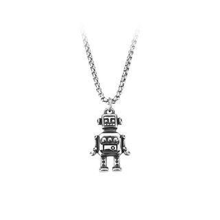 Robot Pendant Stainless Steel Necklace Necklace - Robot - Silver - One Size