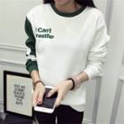 Letter Embroidered Color Panel Pullover