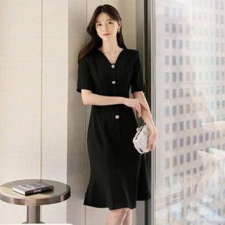 Rhinestone-button Mermaid Dress
