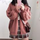 Oversize Long-sleeve Cable Knit Cardigan