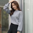 Bishop-sleeve Drop-shoulder Sweater