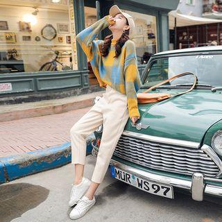 Set: Check Sweater + Crop Harem Pants