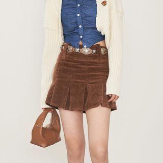 Corduroy Fish Tail Pleated Skirt