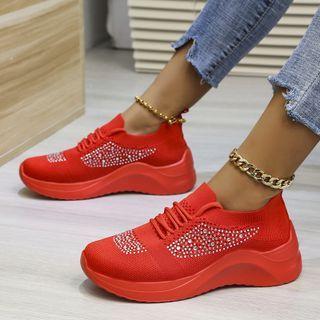 Rhinestone Knit Sneakers