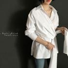 Wide-cuff Knot-front Shirt
