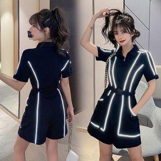 Short-sleeve Reflexive Trim Playsuit