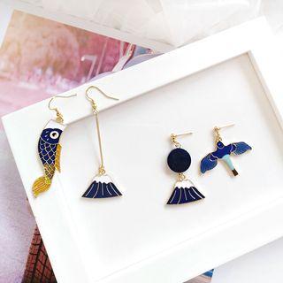 Non-matching Fuji & Fish / Bird Dangle Earring