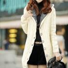 Fleece-lined Cable Knit Hooded Knit Jacket