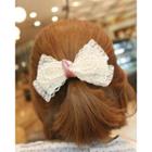 Faux-pearl Trim Lace Bow Hair Tie
