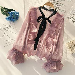 Ruffle-trim Sheer Shirt