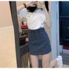 Short-sleeve T-shirt / Denim Mini Skirt / Set