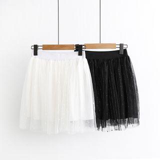 Striped Mesh Skirt