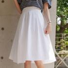 Zip-side Pleated Midi Flare Skirt