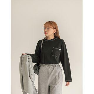 Patch-pocket Stitched T-shirt