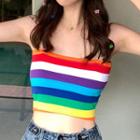 Rainbow-stripe Tube Top As Shown In Figure - One Size