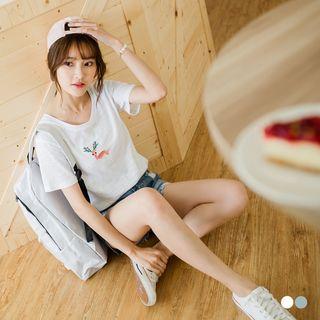 Deer Embroidery Cotton Tee