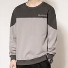 Letter Embroidered Two-tone Sweatshirt