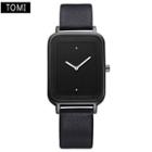 Faux Leather Rectangular Strap Watch