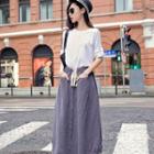 Set: 3/4-sleeve Top + A-line Midi Skirt