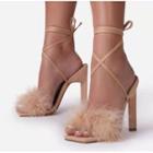 Lace-up Fluffy Chunky Heel Sandals