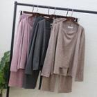Set: Camisole Top + Drawstring-waist Wide-leg Pants + Open-front Jacket