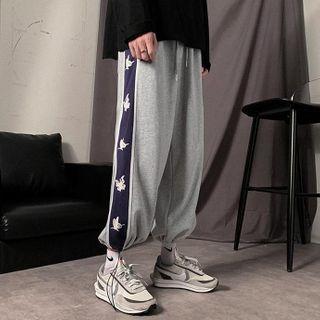 Butterfly Print Drawstring-cuff Sweatpants