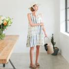 Sleeveless V-neck Patterned Linen Dress