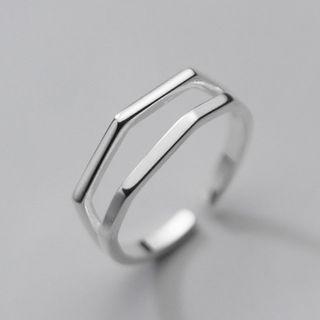 Geometric Layered Sterling Silver Open Ring Silver - One Size