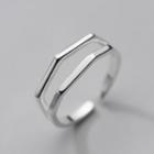 Geometric Layered Sterling Silver Open Ring Silver - One Size