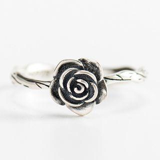 925 Sterling Silver Rose Open Ring Rose - Silver - One Size