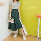 Elastic Waist A-line Midi Skirt