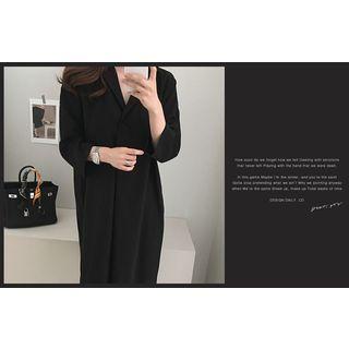 Long-sleeve Open-placket Notched-lapel Shirt Dress