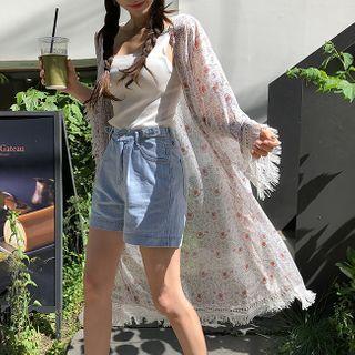 Paisley Print Long Cardigan