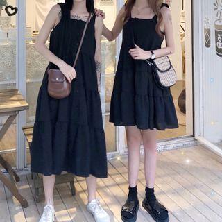 Plain Tie-strap A-line Dress