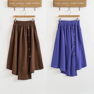 Button Midi Skirt