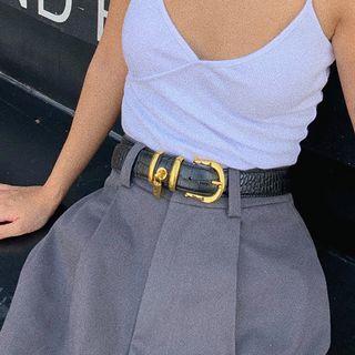 Crocodile Pattern Faux-leather Belt