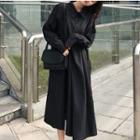 Plain Button Dress Black - One Size