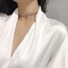 925 Sterling Silver Non-matching Layered Choker L188 - Silver - One Size