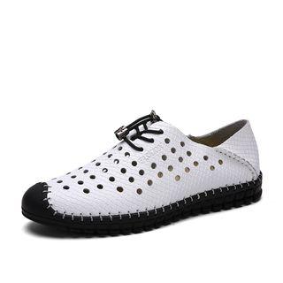 Perforated Genuine Leather Loafers