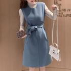 Mock-turtleneck Long-sleeve Top / Sleeveless Dress