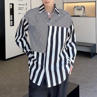 Long-sleeve Asymmetrical Stripe Shirt