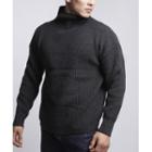 High-neck Rib-knit Wool Blend Sweater