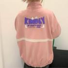 Two Tone Mock Neck Printed Zip-up Jacket