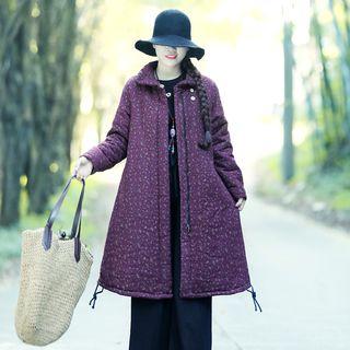 Floral Print Zip Hooded Coat